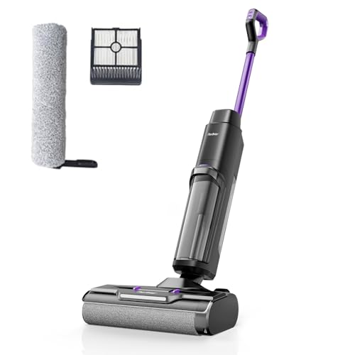 Redkey W15 - Aspirador a seco e húmido sem fios, escova de limpeza de bordas, bateria a seco e húmida, auto-limpeza e secagem automática