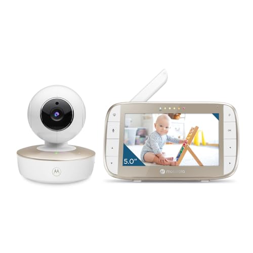 Motorola Nursery Monitor VM50G 5', visão noturna, medidor de temperatura, câmera, bateria de 2000 mAh, panorâmica, inclinação e zoom digital remotos