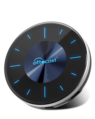 OTTOCAST P3 AI Box Adaptador sem fios PICASOU 3 Carplay/Android Auto Ottoaibox Adatto 8 128 GB compatível com Youtube, Netflix para carros com CarPlay de fábrica (ano de produção: 2016-2025)