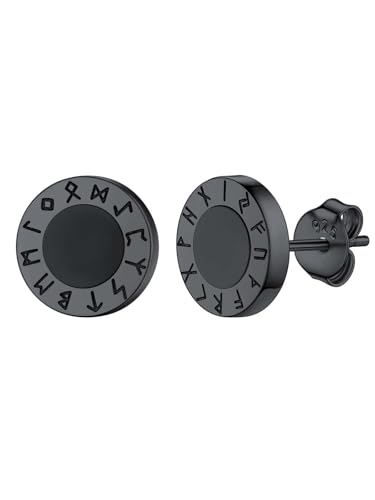 Silvora 2 Pcs Runas Viking prata vintage brincos amarrados com símbolos nórdicos vegvísir/valknut/trindade/cabeça de lobo