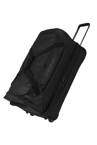 travelite Bolsa de viagem Trolley com rodas feita de material hidrófugo, bolsa de rolo de bagagem básica com dobra de expansão, 70 cm, 98-119 litros, Preto, Casual