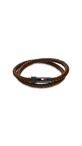 Tommy Hilfiger Jewelry Pulseira de couro para homem com fecho magnético