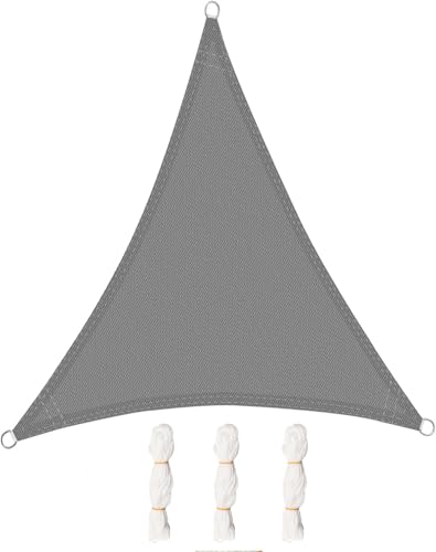 WOLTU Toldo vela de sombra triangular 5 x 7 m, HDPE respirável prevenção contra raios UV solar, proteção 85% resistente e para jardim, pátio, exterior areia, cinzento