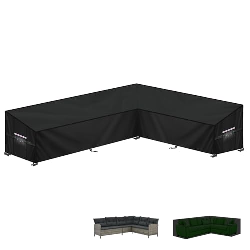 LAMUNI Capa para sofá, jardim em forma de L, capa impermeável para sofá de exterior, 420D Oxford capa de canto de jardim, capas para móveis e jardim em forma de L, cobertura para sofá exterior, 260 x