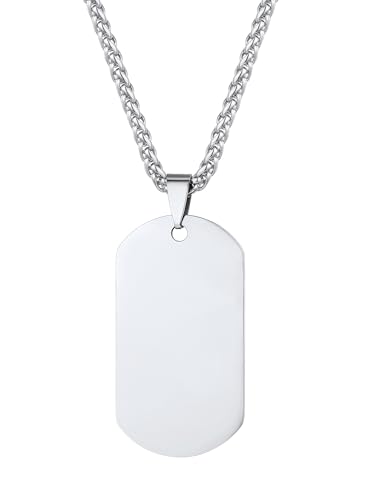 PROSTEEL Pendente chapa militar personalizado, pode colocar o nome alergia tel. Foto e gravados, identificação de cão colar