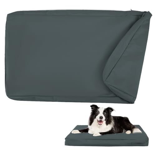 DUJUIKE - Capa impermeável para cama de cão, capa de substituição para gaiola, capa de substituição para almofada, lavável, removível, com fecho de correr, protetor de colchão (cinzento escuro, M (92
