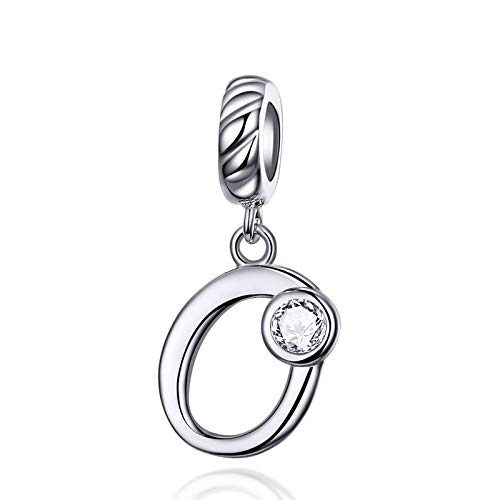 LaMenars Letras pendentes de alfabeto A-Z contas encantos originais prata de lei 925 com zircônia cúbica para Pandora e Europeu pulseiras braceletes colares para mulher