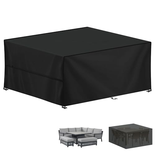 LAMUNI Capa protetora para móveis de jardim, retangular, capas para móveis de terraço, impermeável, capa de mesa exterior anti-UV, cobertura de exterior para mesas, cadeiras, sofá de jardim, 280 x 210