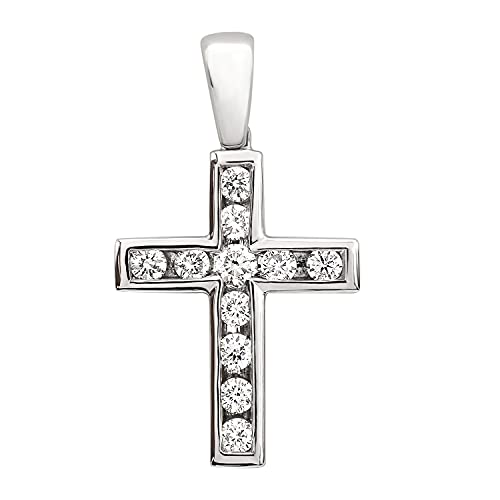 EDELIND Colgante Cruz con Diamantes 0.24 0.20 0.14 0.06 0.05 Ct Oro Blanco Oro Rosa Oro Amarillo 18 kilates Colgante Mujer Hombre con Caja de Regalo de joyería
