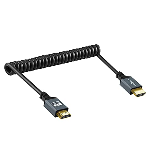 Twozoh - Cabo em espiral HDMI para HDMI, HDMI macho para HDMI macho em espiral, cabo HDMI para HDMI trançado, compatível com 4K UHD, 1080p (HDMI 2.0) (0,3 m - 1,5 m)