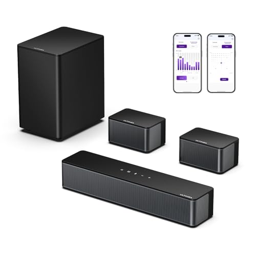 ULTIMEA 5.1 Barra de som, barra de som para TV com subwoofer e alto parlanti-posteriori, soundbar com Bluetooth, 3D Surround Sound System, 320 W barras de som, controlo de aplicativo, cinema em casa