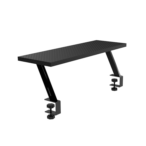 Mars Gaming MGDS, suporte de elevação monitor, monitor de 17 cm, suporte de mesa ergonómico em aço, placa de fibra de carbono 60 x 20 cm, suporte de ecrã para mesas de 10 a 33 mm de espessura, preto