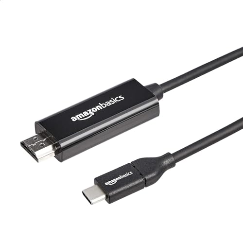 Amazon Basics Cabo adaptador USB-C (fonte) para HDMI (ecrã), compatível com Thunderbolt 3, 4K a 30 Hz, 1,82 m, preto
