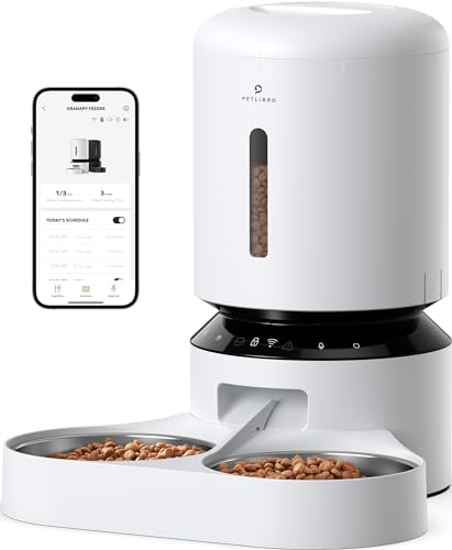 PETLIBRO 5G Wi-FI - Dispensador automático de comida para 2 gatos, preservação tripla com tigela de aço inoxidável e tampa de bloqueio giratória, até 50 porções, 10 refeições por dia