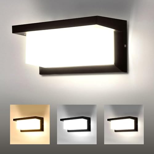 CHENBEN Aplique parede exterior, 18 W candeeiro de parede LED impermeável IP65 luz de alumínio iluminação 3000 K 4000 K 6000 K para decoração de paredes exteriores, jardins, pátios, garagens