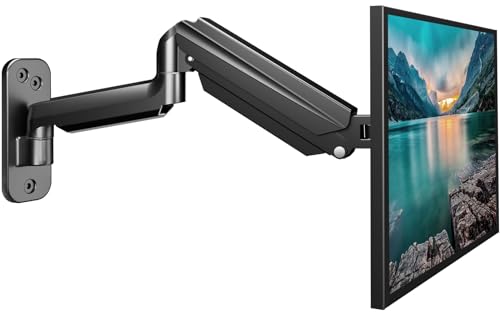 suptek Suporte de parede monitor para ecrãs de 13 a 32 polegadas LED/LCD/OLED, monitor de mola de gás de braço, VESA de 75/100 mm até 9 kg, rotativo de 360 ° e inclinação, altura regulável (WM01A)