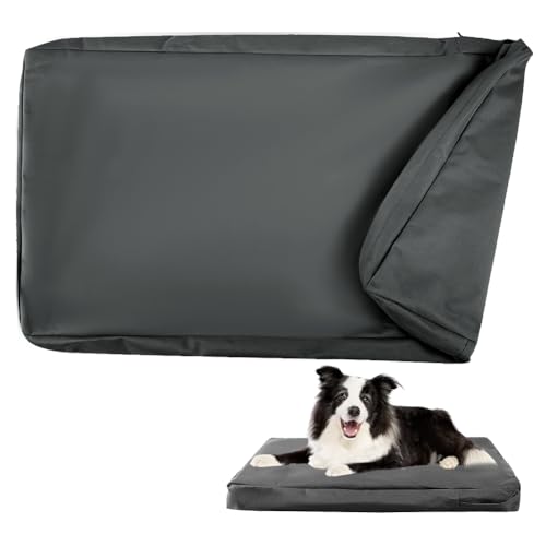 DUJUIKE - Capa impermeável para cama de cão, capa de substituição para gaiola, capa de substituição para almofada, lavável, removível, com fecho de correr, protetor de colchão (preto, XL (122 x 92 x