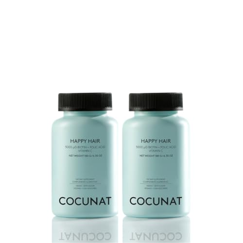 COCUNAT - Happy Hair Pack 2 meses - vitaminas para favorecer o crescimento do cabelo - fortalece, estimula o crescimento e evita a queda - cabelo forte e denso - biotina 5.000 mcg - 120 unidades