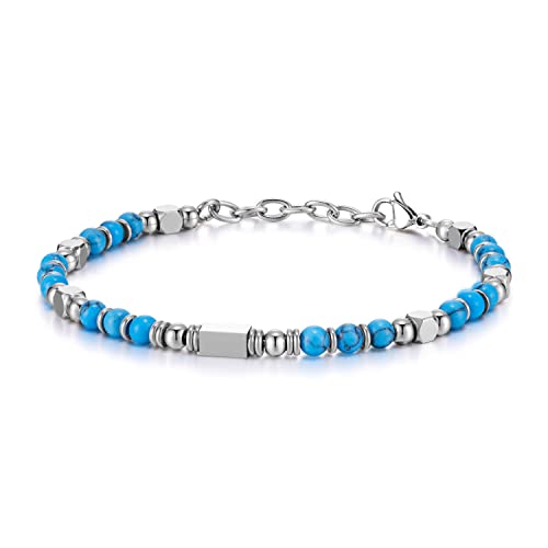 SIUMAL Pulseira de mulher, pulseira boémia de pedra natural em aço inoxidável para mulher, presente de aniversário, presente de Natal para mãe