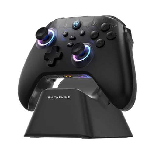 Machenike G3V2 Bluetooth Controller for Pc/Switch/Ios/Android, Hall Effect Joysticks, RGB Lighting Gaming Controller,2 Programmable Buttons,1000mah Battery With Charging Station, Black [video game]