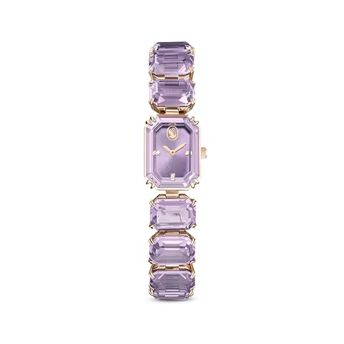 Swarovski Relógio, pulseira de tamanho octogonal, roxo, acabamento tom dourado champanhe
