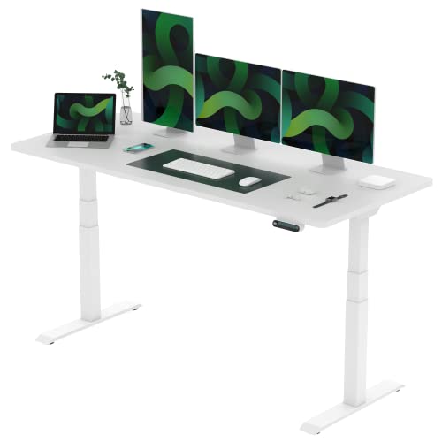 FLEXISPOT E6 Mesa Elevável Elétrica Premium com Tabuleiro Inteiro Certificado FSC (180 x 80)Standing Desk Mesa Elevável Ajustável em Altura com 4 Memória Inteligente para Escritório e Casa - Branco