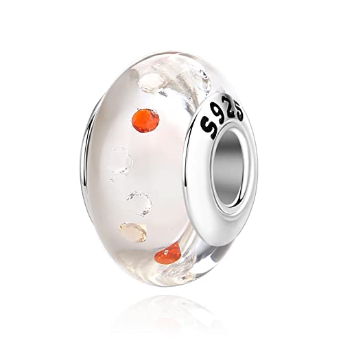 Nbsameng Charm em vidro de murano, pendente transparente para pulseira e corrente para mulher, flor encantos de prata 925%, miçangas compatíveis Pandora Gnoce e Trollbeads