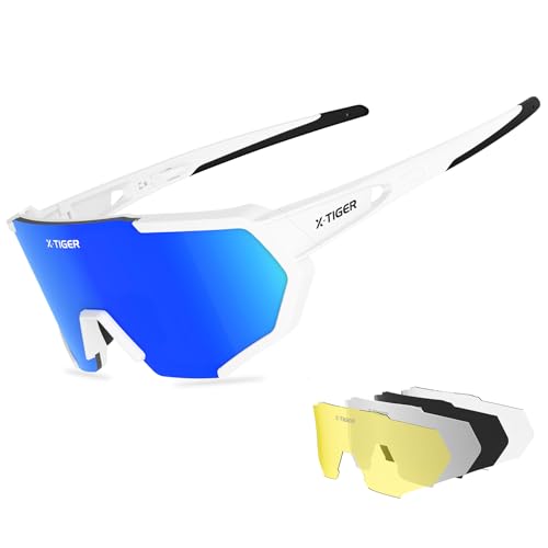 X-TIGER Óculos de ciclismo com 5 lentes intercambiáveis, adequados para ciclismo, golfe, pesca, condução e outros desportos ao ar livre UV400