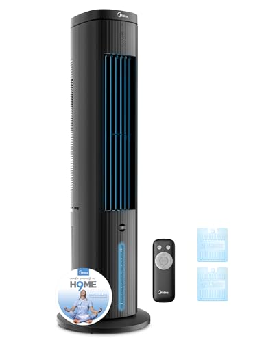 MIDEA Climatizador vaporativo 3 em 1 com controlo remoto, ventilador de água, refrigerador de ar e humidificador com 3 velocidades e oscilação de 75º - condicionador frio com tanque de água 5 l