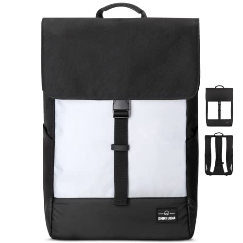 Johnny Urban Mochila mulher e homem - MIKA - grande acuto para viagens, universidade, escritório, mochilas com compartimento para portátil - repelente de água, Preto - refletor, Talla única, Portátil