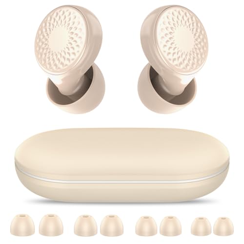 Tampões ouvidos ruído dormir, 45 dB tampões cancelamento de ruído, confortáveis e ergonómicas, laváveis e reutilizáveis, 4 tamanhos de Earplugs, para dormir/concentrar, bege