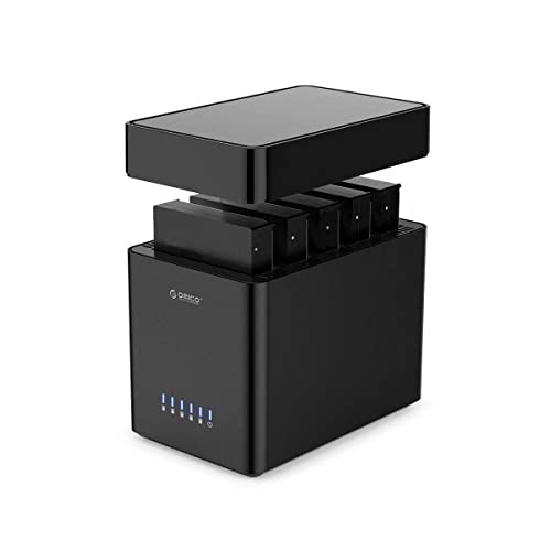 ORICO Docking Station 5 Bahias USB 3.0 Capa magnética de disco rígido de 3,5" para disco rígido externo SATA SATA3.0 5 x 18 TB com adaptador 12 V6,5 A, compatível com Windows/Mac