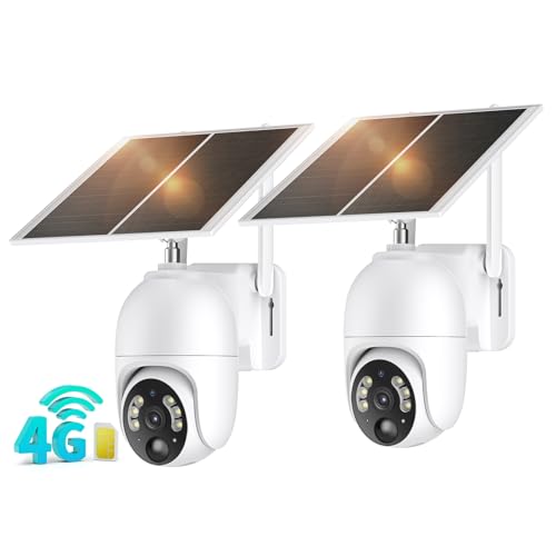 PESAIR 4G LTE Câmara de vigilância exterior com cartão SIM, 2K HD câmara sem WiFi PTZ, visão noturna colorida e detecção PIR humana, áudio bidirecional