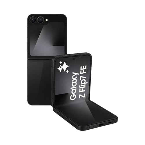 Samsung Galaxy Z Flip7 FE 256 GB - Telefone com IA, design dobrável, ecrã frontal amplo, câmara 50 MP, memória 8 GB, bateria 4000 mAh, garantia 3 anos + 1 ano extra, preto (versão espanhola)