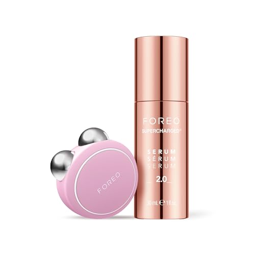 FOREO BEAR Mini Pink Serum Sérum Serum 30 ml | Dispositivo lifting facial com microcorrentes, redutor de queixo | massajador facial | presentes para mulher, conjunto de presente