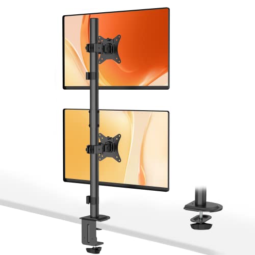 WORLDLIFT Suporte para monitor de 2 monitores de 17 a 32 polegadas, suporte de mesa totalmente ajustável com inclinação, rotação e rotação, VESA de 75/100, 2 opções de montagem