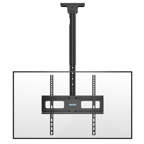 BONTEC Suporte para TV de teto inclinável e giratório, altura regulável em 6 posições, para televisão de 26 a 65 polegadas, suporte de TV teto com até 45 kg, máximo. VESA 400 x 400 mm