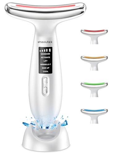 Massajador facial elétrico rosto anti-rugas: Massagem facial Lifting reafirmante 5 °C frio e 45 °C calor - aparelhos faciais mulher 6 modos LED 4 cores - máquina EMS beleza para reafirmar pescoço