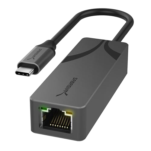 SABRENT Adaptador USB C para Ethernet de 2,5 Gbps Type-C a 2,5 Gigabit Ethernet RJ45 Thunderbolt 4 & 3, compatível com MacBook Pro e Air, iPad Pro 2018, Windows, Linux e sistemas NAS [NT-20222. 5GA]