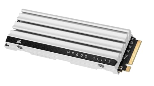 Corsair MP600 Elite 1 TB M.2 PCIe Gen4 x4 SSD NVMe - otimizada para PS5 - dissipador térmico incluído, M.2 2280, até 7.000 MB/s de leitura sequencial, NAND 3D TLC de alta densidade, Black Banco