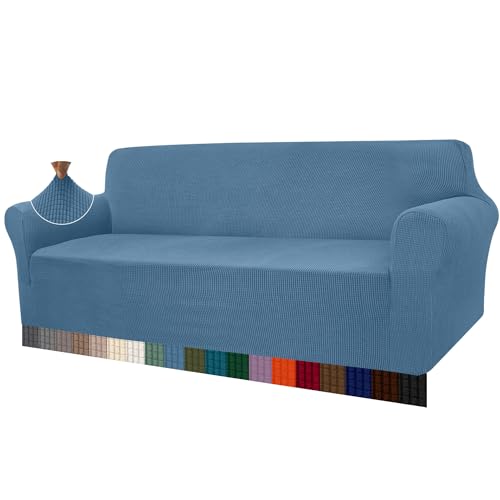 Granbest Capa de sofá moderna em jacquard de alta elasticidade para salão, proteção para casas com cães e animais de estimação, 4 lugares, azul celeste