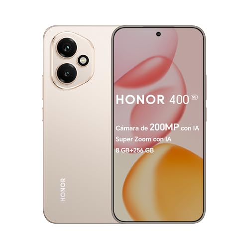HONOR 400 5G-Smartphone 8GB+256GB, câmara de 200 MP com IA, Super Zoom com IA, 6,55" e 120Hz e 5000 nits, napdragon 7 Gen 3, Android 15, Dual SIM, NFC, IP65, MagicOS 9.0-D. Desert Gold