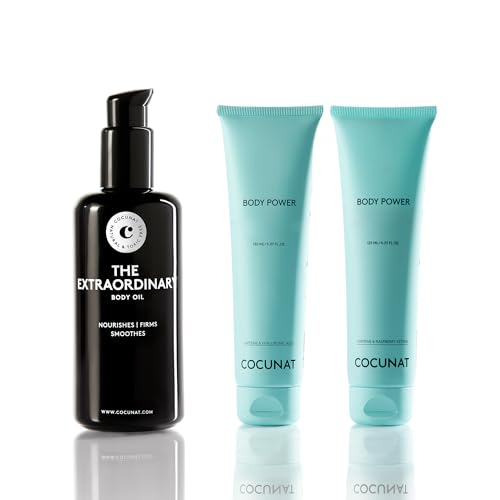 COCUNAT - Pack Body Power óleo corporal anti-estrias - Reafirma, reduz a celulite e evita estrias - pele firme, hidratada e lisa, ingredientes naturais - Toxic Free - Vegan