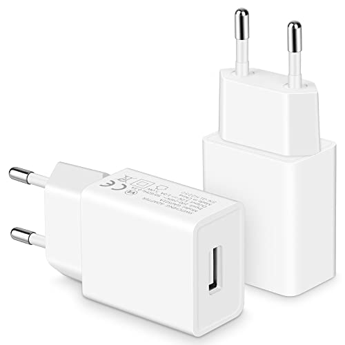 MatauMahi Carregador USB 5V1A (branco, pack de 2), tomada de 5 W, adaptador para telemóveis, tablets, Powerbanks, auriculares Bluetooth, Smartbands e outros dispositivos com interface USB