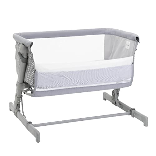 Chicco Next2Me Go, berço de coleção para bebé, compatível com várias cama, altura ajustável, boa circulação de ar, berço de viagem, cinzento claro