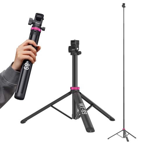ULANZI MT-89 - Suporte de luz ajustável portátil com parafuso de desbloqueio rápido de 1/4 polegadas, tripé extensível de alumínio de 82 polegadas, cabeça de bola de 360°, tripé de telefone para