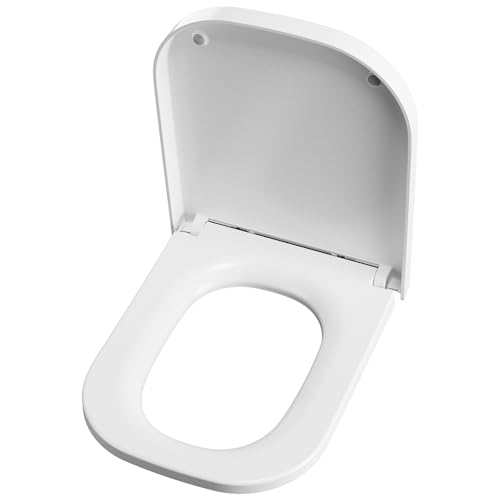 ANYCEE Tampa WC universal, assento sanitário com fecho suave, tampa sanita em forma quadrada, tampas de água em Duroplast, antibacteriano, libertação rápida para facilitar a limpeza, inalterável