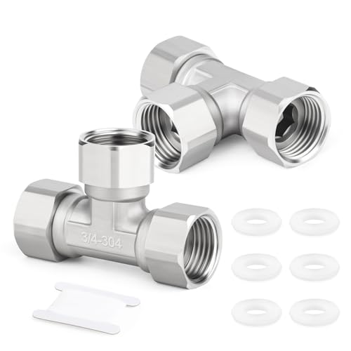 ERGAOBOY 2 peças 3/4" BSP aço inoxidável 304 fundição fêmea Tee Fitting para água, gás e tubos industriais