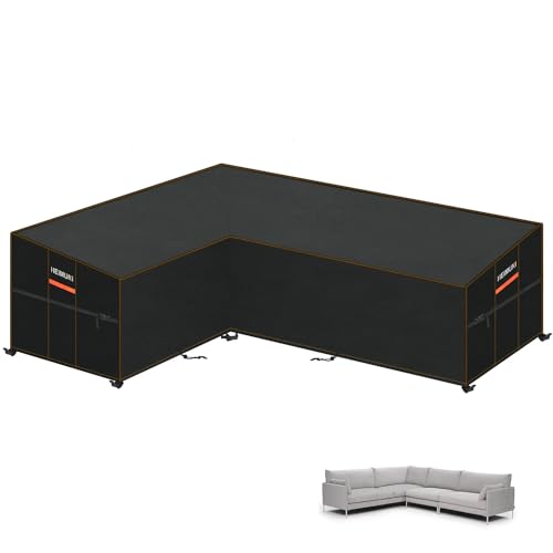HEIMUNI Capa para móveis de jardim em forma de L, capa para sofá exterior impermeável com saída de ar, capa para sofá, canto e jardim capa para sofá exterior resistente ao desgaste, 222 x 286 x 90 x