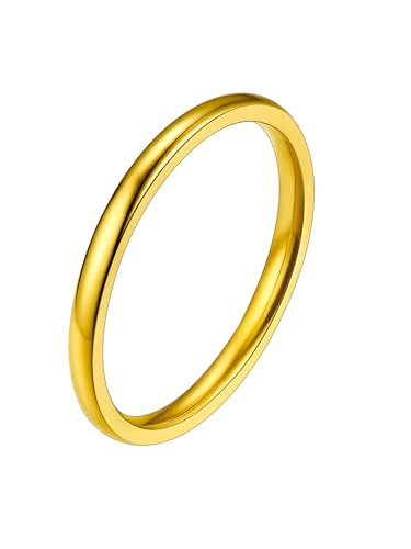 PROSTEEL O anel personalizável para homem e mulher em aço inoxidável/banhado a ouro, anel de aliança simples de 2 mm/4 mm/6 mm/8 mm, tamanho 47/49/52/54/57/59/62/64/67/69